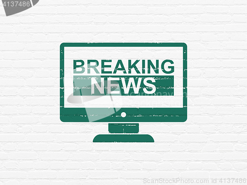 Image of News concept: Breaking News On Screen on wall background