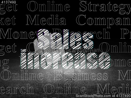 Image of Marketing concept: Sales Increase in grunge dark room