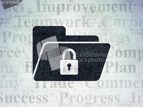 Image of Business concept: Folder With Lock on Digital Data Paper background