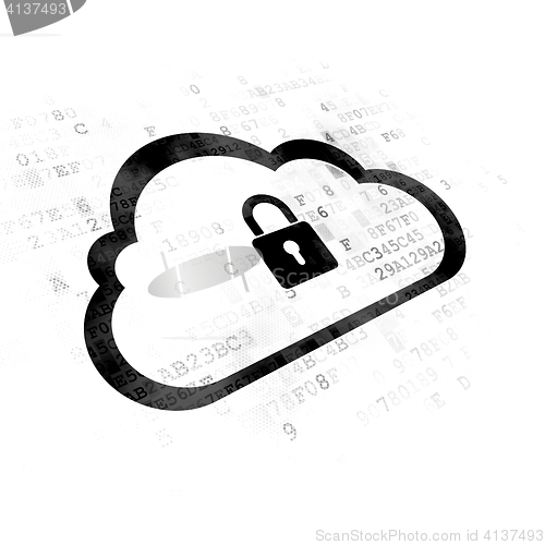 Image of Cloud technology concept: Cloud With Padlock on Digital background