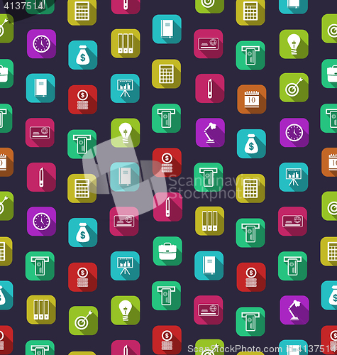 Image of Seamless Texture with Business and Financial Colorful Icons