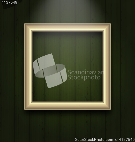 Image of Vintage picture frame on wooden wall