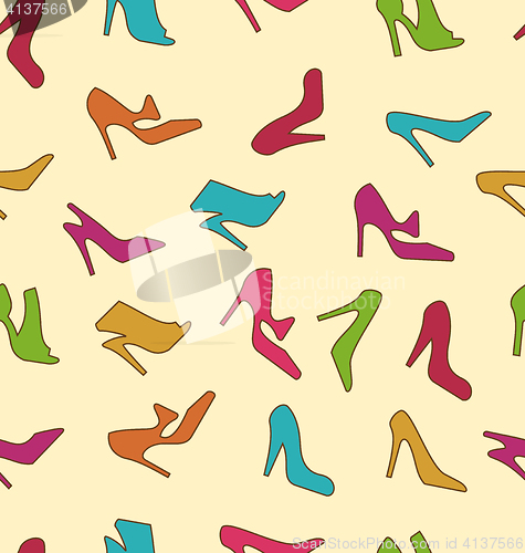 Image of Seamless Texture with Colorful Women Footwear