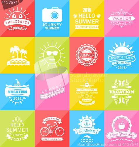 Image of Set Summer Holidays Labels, Design Elements