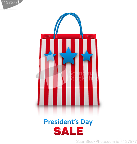 Image of Shopping Bag in USA Patriotic Colors for Presidents Day Sale. Pa