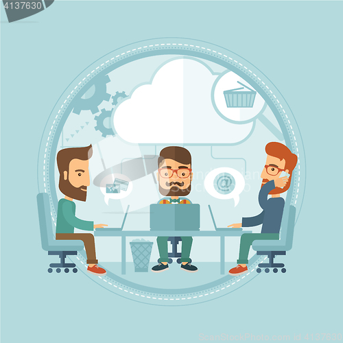 Image of Business team brainstorming vector illustration.