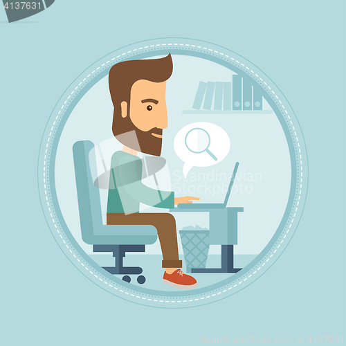 Image of Businessman searching data in computer.