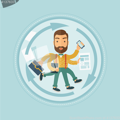 Image of Man coping with multitasking vector illustration.