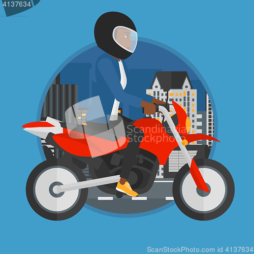 Image of Woman riding motorcycle vector illustration.