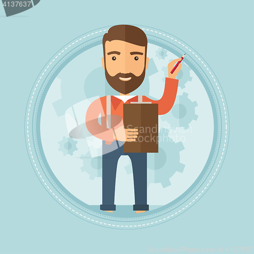 Image of Businessman drawing cogwheels vector illustration.