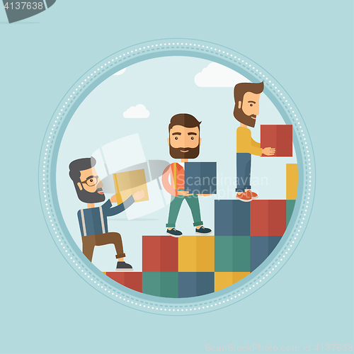 Image of Group of businessmen building ladder to success.