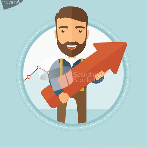 Image of Successful businessman with arrow up.