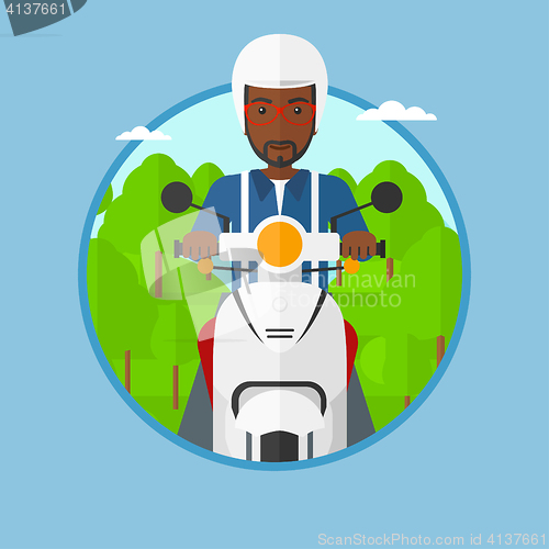 Image of Man riding scooter vector illustration.