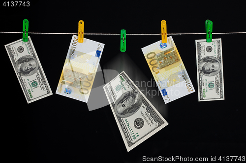 Image of Money On Clothesline