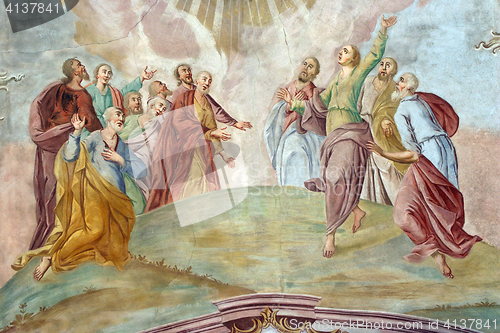 Image of Apostles, Fresco painting on the ceiling of the church