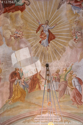 Image of Ascension of Christ , fresco painting on the ceiling of the church