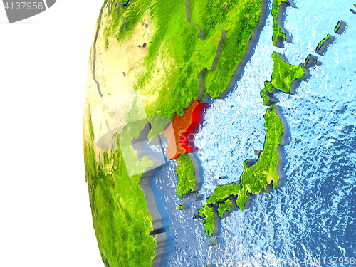 Image of North Korea on globe