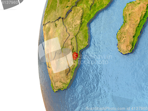 Image of Swaziland on globe