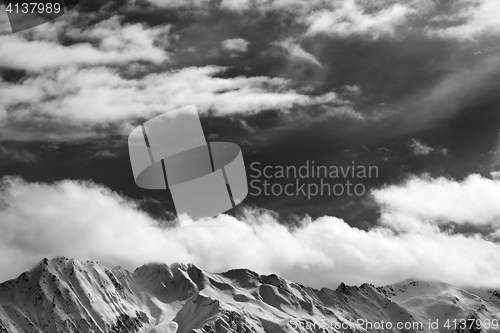Image of Black and white winter snow mountains at nice sunny day