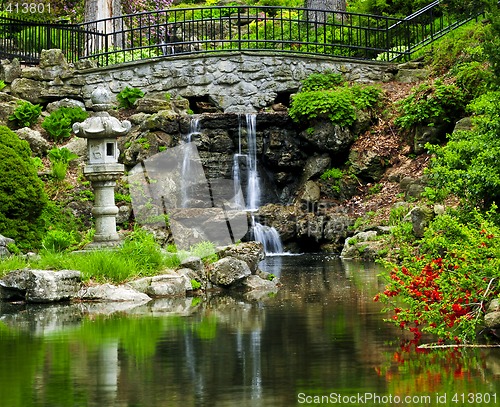 Image of Cascading waterfall and pond