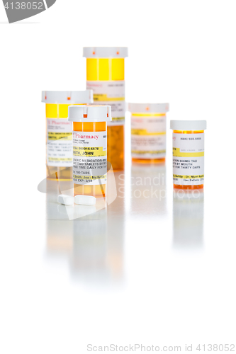 Image of Non-Proprietary Medicine Prescription Bottles and Pills Isolated