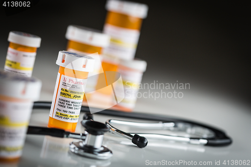 Image of Non-Proprietary Medicine Prescription Bottles Abstract with Stet