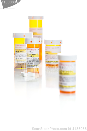 Image of Non-Proprietary Medicine Prescription Bottles and Pills Isolated