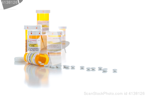 Image of Non-Proprietary Medicine Prescription Bottles and Spilled Pills 