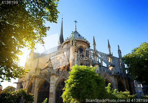 Image of Notre Dame at sunrise