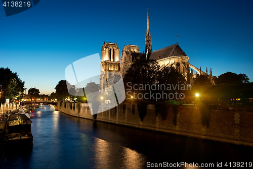 Image of Notre Dame in evening