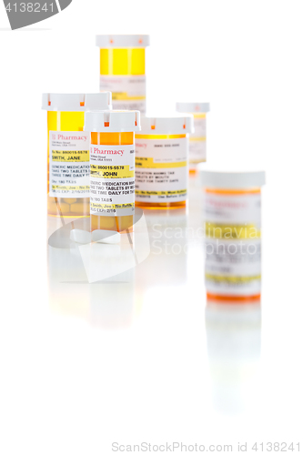 Image of Non-Proprietary Medicine Prescription Bottles and Pills Isolated