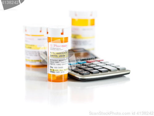 Image of Calculator and Non-Proprietary Medicine Prescription Bottles Iso