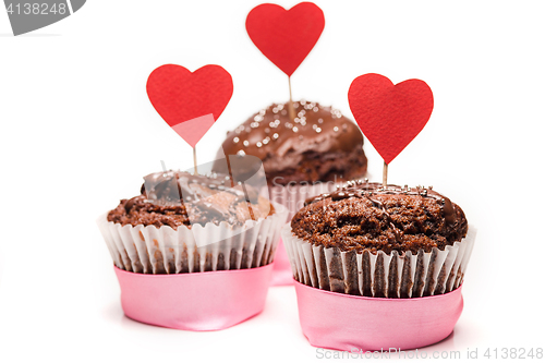 Image of Delicious cupcake for Valentine Day close-up