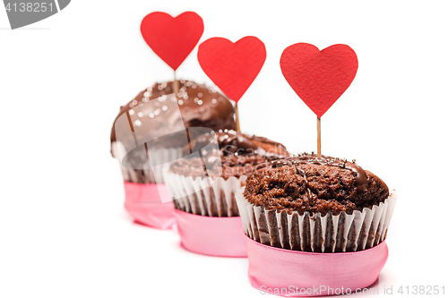 Image of Delicious cupcake for Valentine Day close-up
