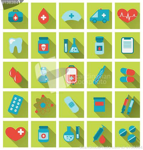 Image of Collection trendy flat medical icons with long shadow