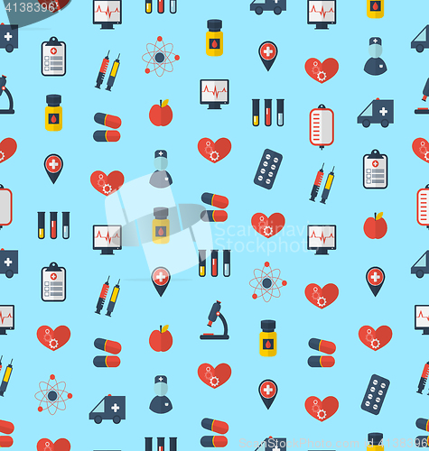 Image of Medical Seamless Pattern, Flat Simple Colorful Icons