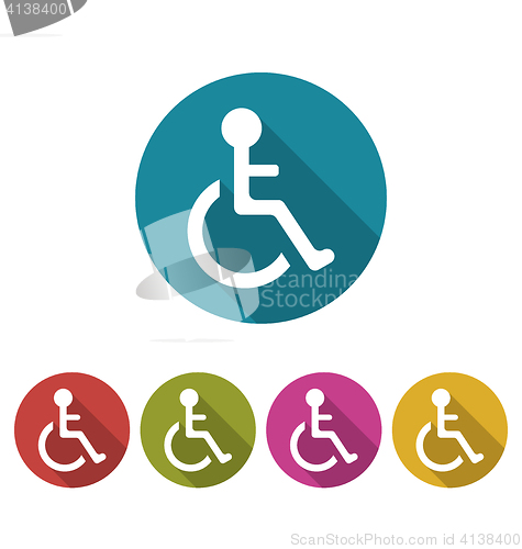 Image of Colorful Pictogram of Disabled in Wheelchai