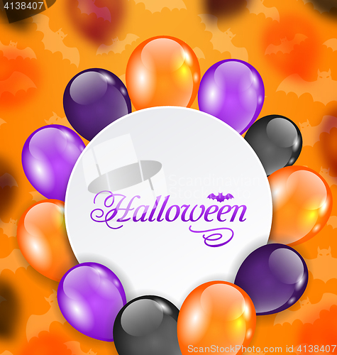 Image of Halloween Greeting Card with Colored Balloons