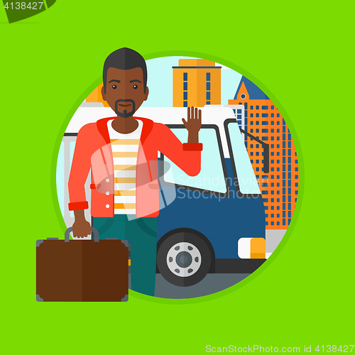 Image of Man travelling by bus vector illustration.