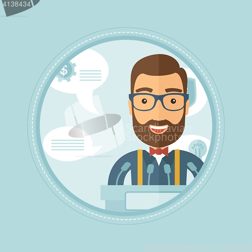 Image of Male speaker on the podium vector illustration.