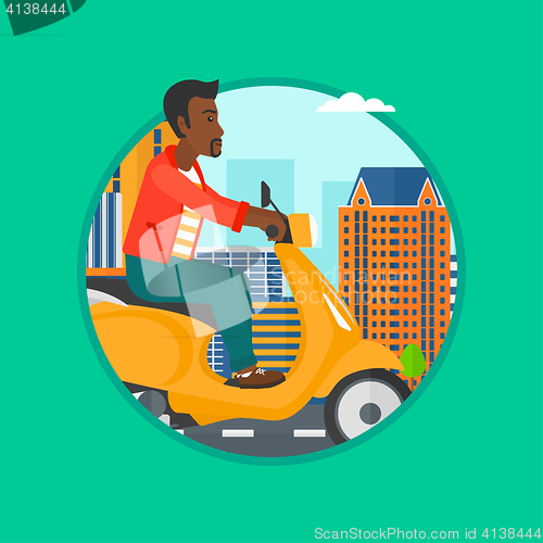 Image of Man riding scooter vector illustration.