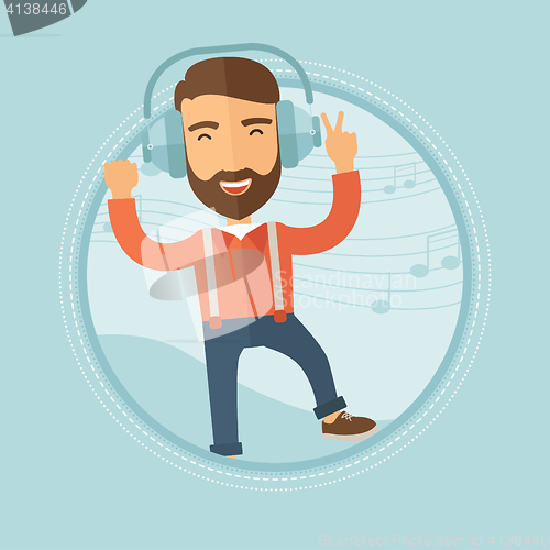 Image of Man in headphones dancing vector illustration.