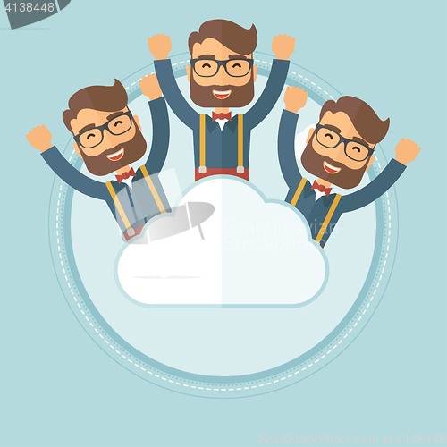 Image of Businessmen and cloud computing technologies.