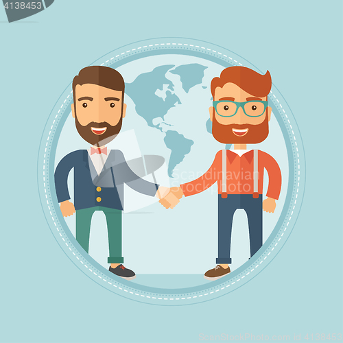 Image of Business people shaking hands vector illustration.