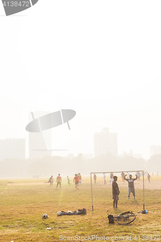 Image of Boys playing soccer, Kolkata, India