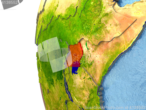 Image of Uganda in red