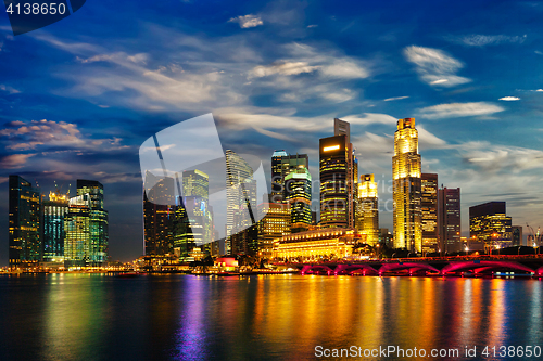 Image of Singapore skyline in evening