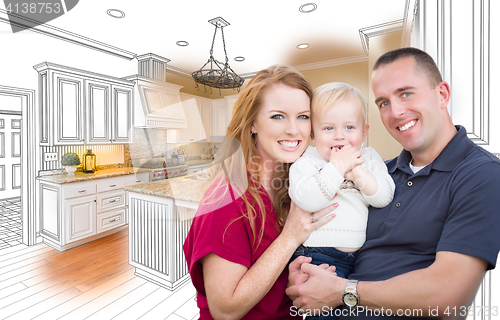 Image of Military Family In Front of Kitchen Drawing Photo Combination