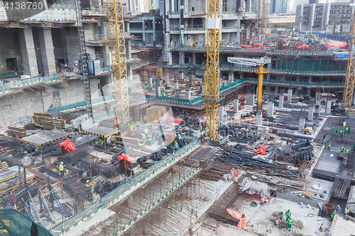 Image of Modern building constraction site works.