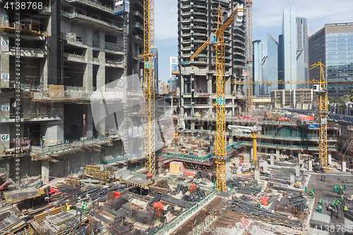 Image of Modern building constraction site works.